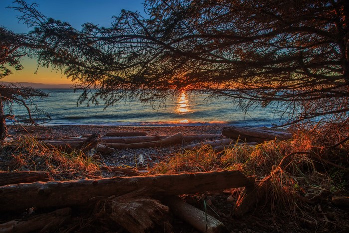 Sunset over the ocean at Shirley, British Columbia, Canada