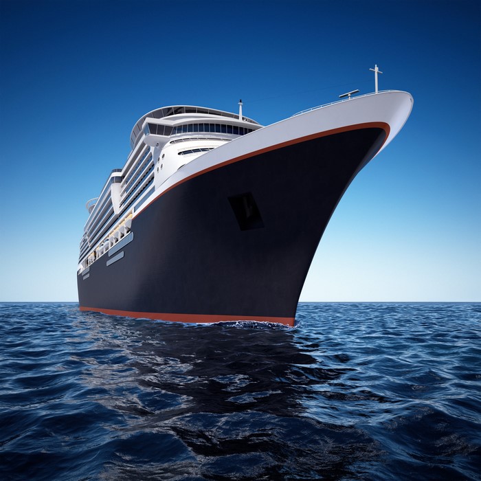 Cruise liner sailing on the sea