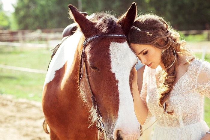 Bride with horse
