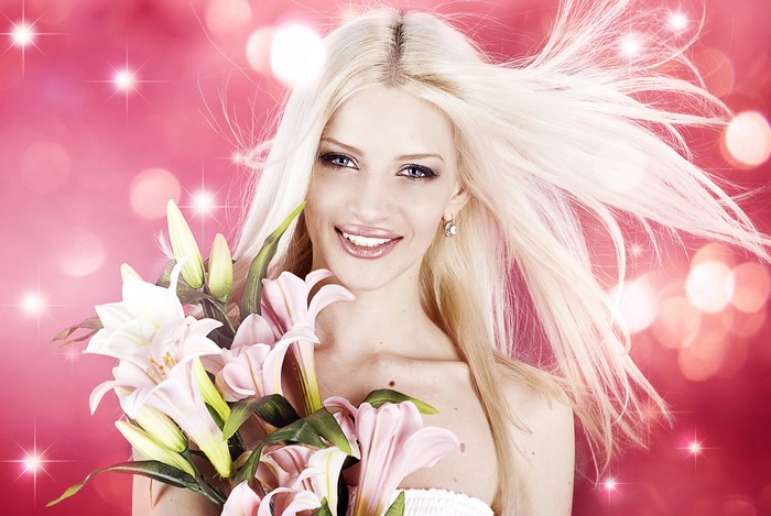 810377 4k Lilies Blonde Girl Face Smile Rare Gallery Hd Wallpapers