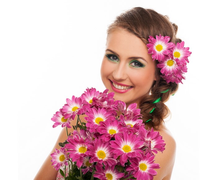 Woman with Chrysanthemums and Braid