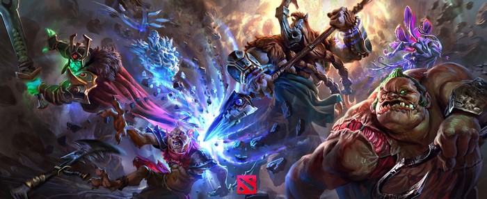 Dota 2 characters in battle