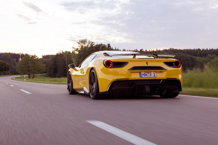 Yellow Novitec Rosso 488 GTB Ferrari on Road