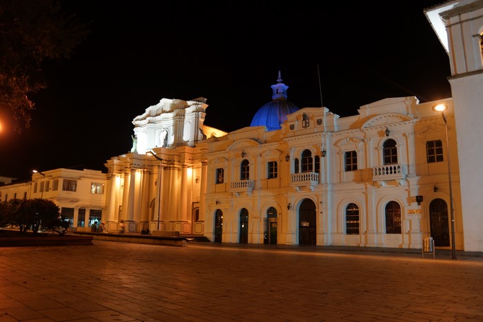 Popayan Cathedral at night, Colombia