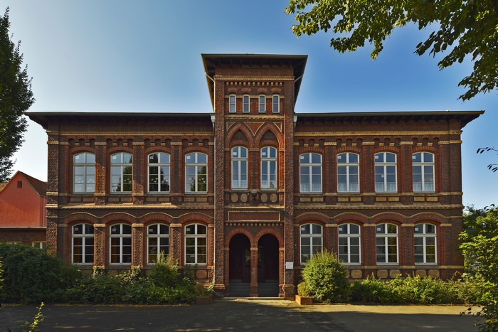Brick building with arched windows in Gelsenkirchen, Germany