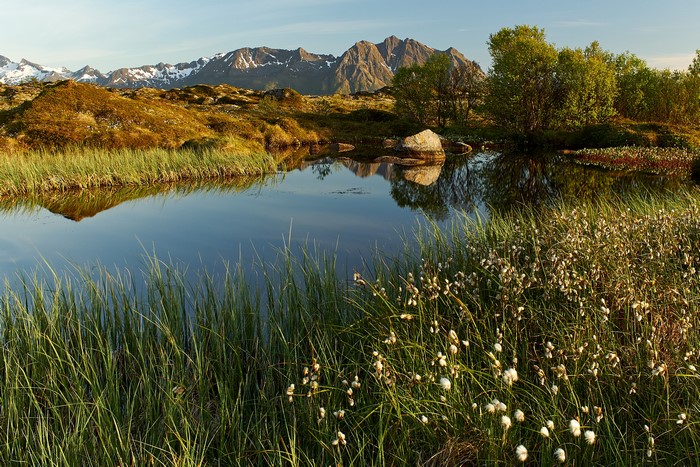 Mountains and lake in Lofoten, Norway