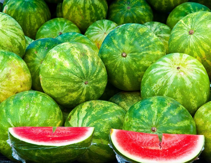 Pile of Watermelons with Slices