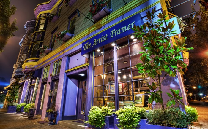 The Artist Framer store at night