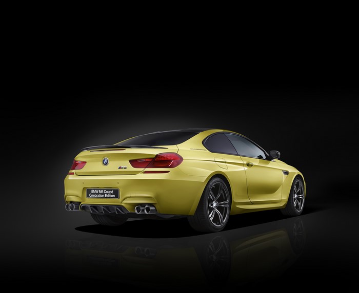 Yellow BMW M6 Coupe Celebration Edition from behind