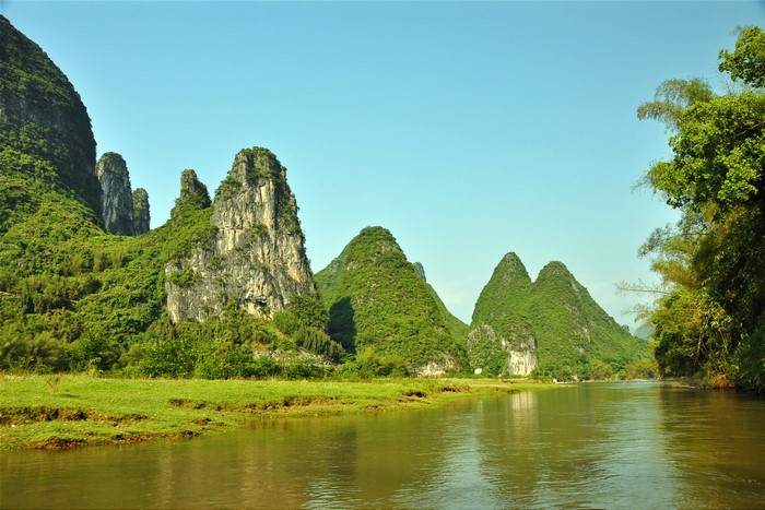 Li River Xingping, China with Karst Mountains