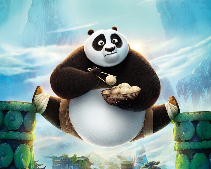 Po from Kung Fu Panda eating dumplings
