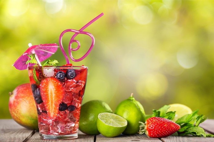 Berry and Citrus Drink with Fruits