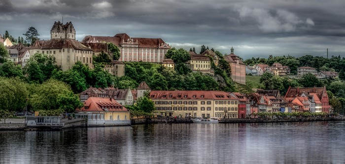 Meersburg Germany Houses on River HDR