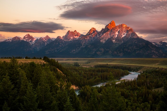 Grand Teton Mountains at Sunset, USA