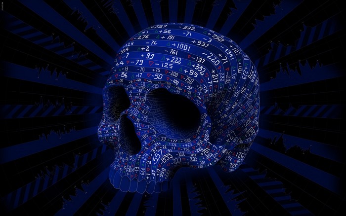 Skull made of stock market data