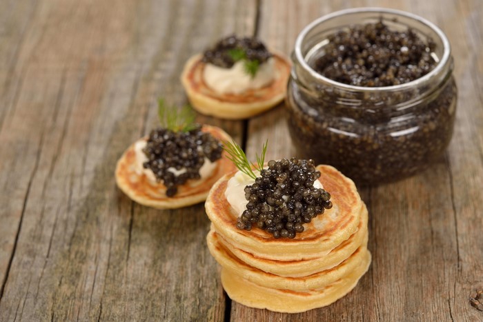 Pancakes with Caviar in a Jar