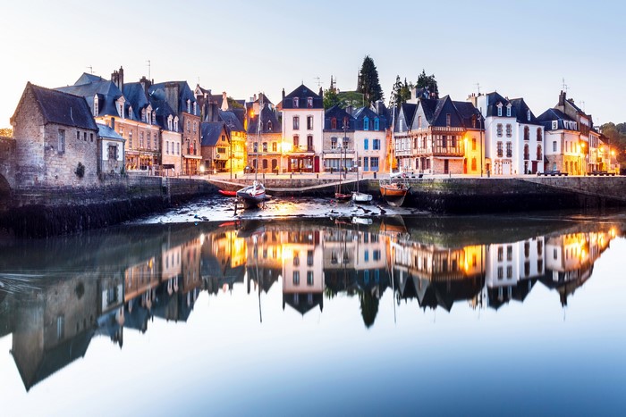 Saint-Goustan Brittany France waterfront at dusk
