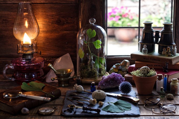 Still-life with Kerosene Lamp and Scientific Instruments