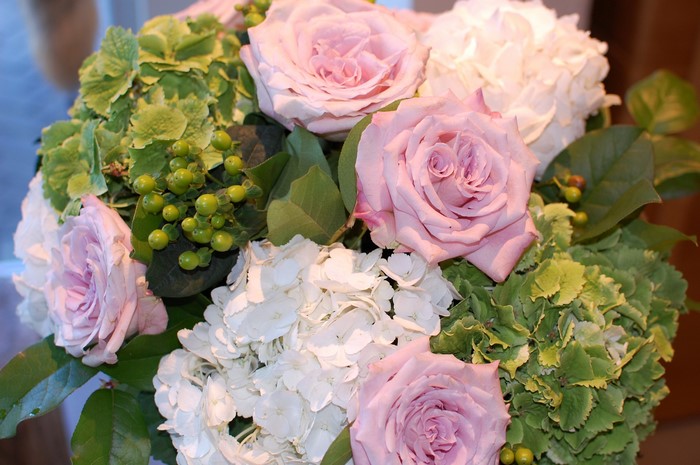 Pink Roses and Hydrangeas Bouquet