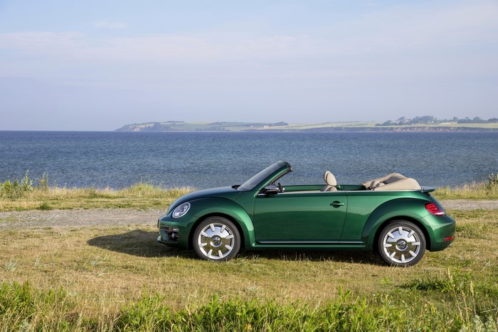 Green 2016 Volkswagen Beetle Cabriolet by the Sea
