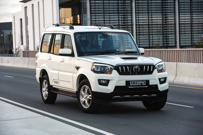 2016 White Mahindra Scorpio SUV on Road