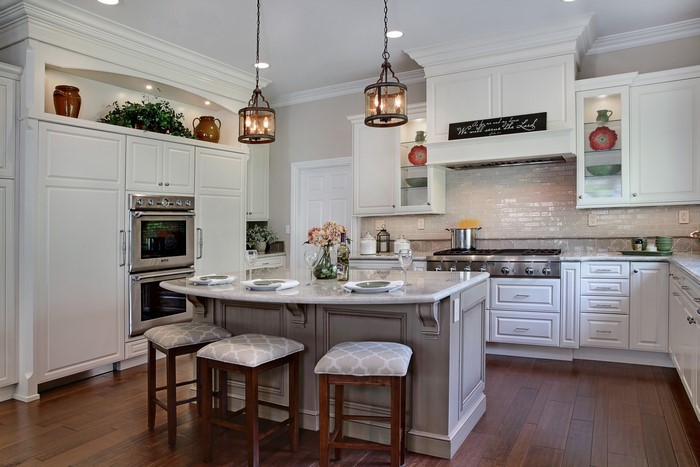 Kitchen with Island and Stools
