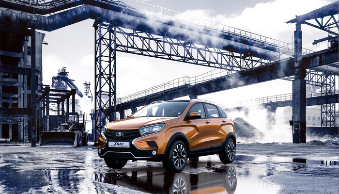 2016 Lada XRAY Cross Concept car in industrial setting