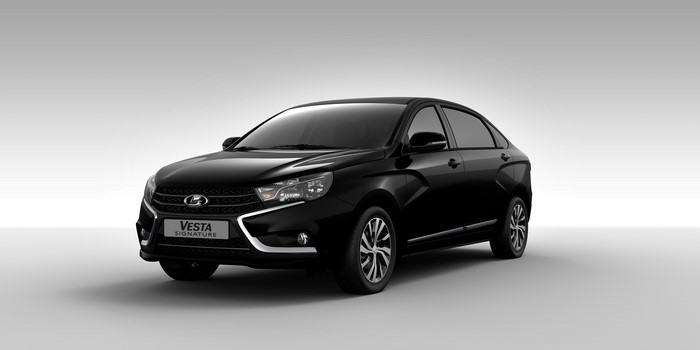 Black Lada Vesta Signature Sedan