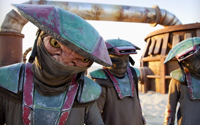 Three aliens from Star Wars: The Force Awakens