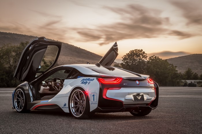 BMW i8 Vorsteiner with butterfly doors open