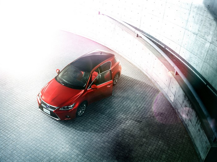 Red Lexus CT 200h Cool Touring Style from above
