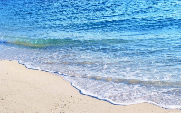 Ocean waves washing onto a sandy beach