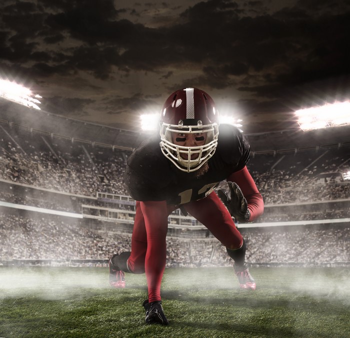 American football player in stadium