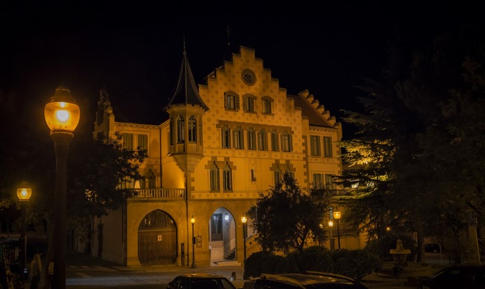 Building at night in Solsones, Spain