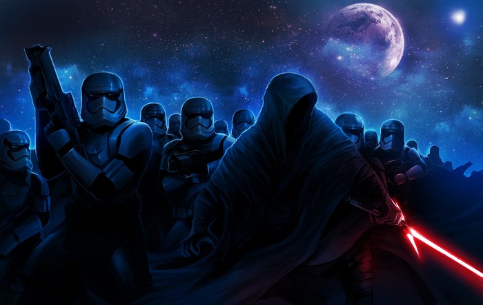 Kylo Ren and Stormtroopers from Star Wars