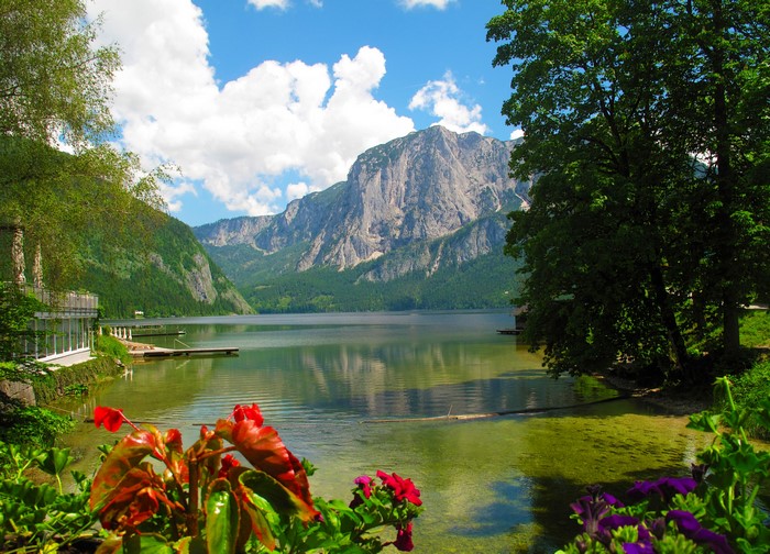 Altausseer See Lake with Mountains and Trees in Austria