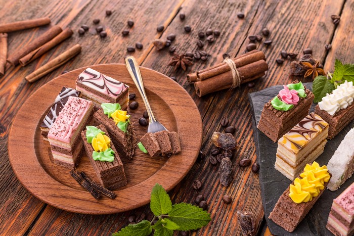 Assortment of Little Cakes with Cinnamon and Coffee