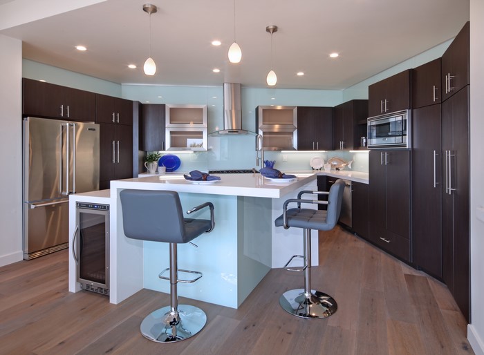 Modern Kitchen with Island and Bar Stools
