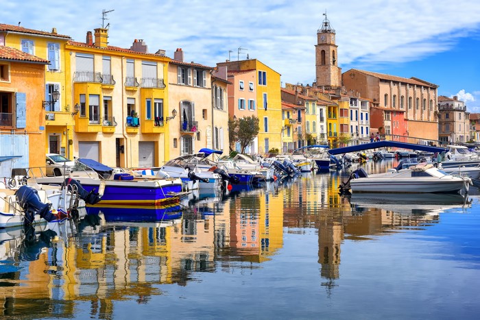 Martigues, France: Colorful Houses and Boats in Marina