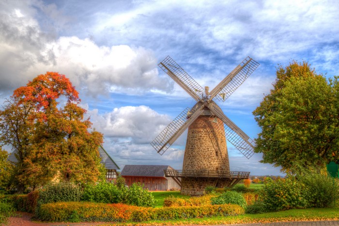 Windmill in Minden, Germany during Autumn