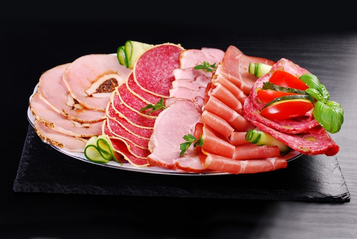 4K Meat products, Sausage, Ham, Vegetables