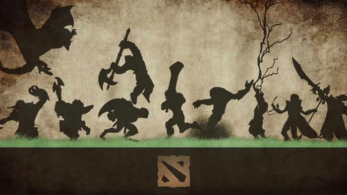 Dota 2 silhouettes of warriors and monsters