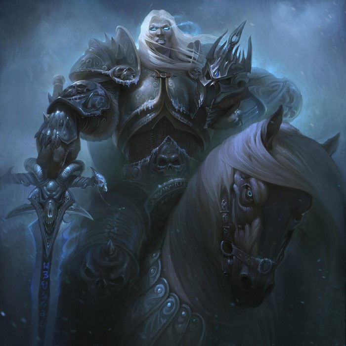 The Lich King from World of WarCraft on horseback
