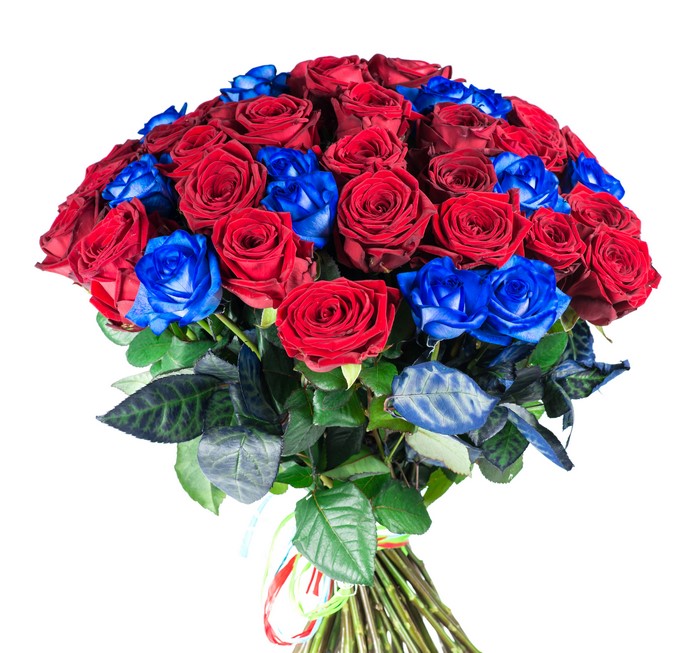 Bouquet of Red and Blue Roses