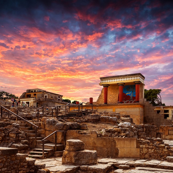 4K Knossos Palace Crete Greece Ruins