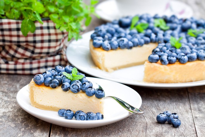 Blueberry Cheesecake on a Plate