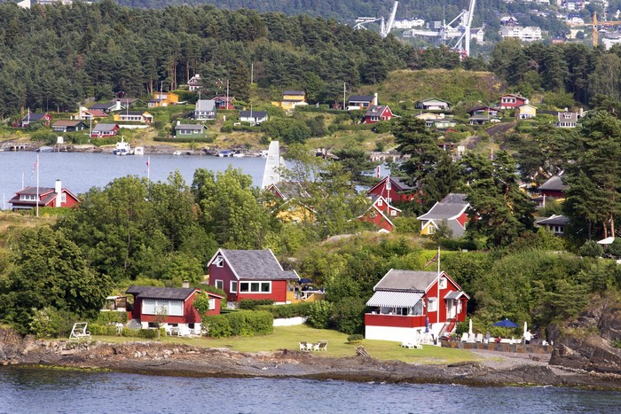 Houses on Nakkholmen Island, Oslo, Norway