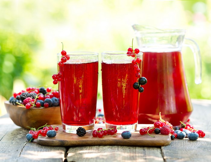 Berry Juice in Glasses and Jug