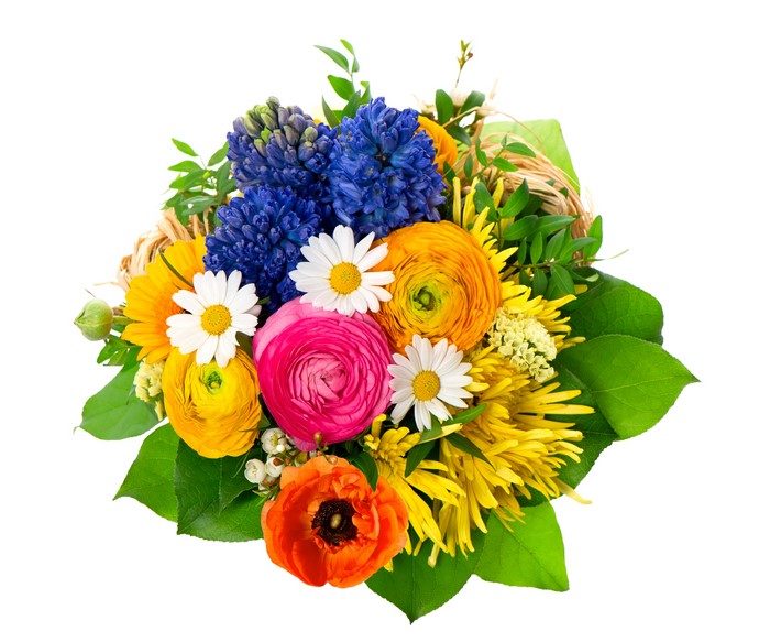 Colorful Spring Bouquet with Hyacinths and Poppies