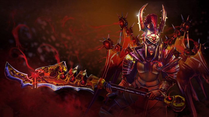 Legion Commander from DOTA 2 with battle axes
